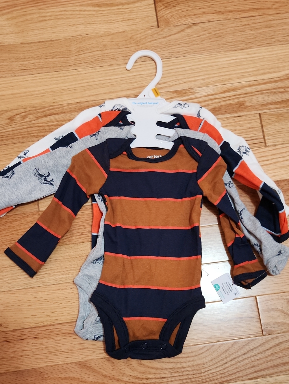 Carter's Navy, Brown & Orange Striped Long-Sleeve One-Piece Bodysuit